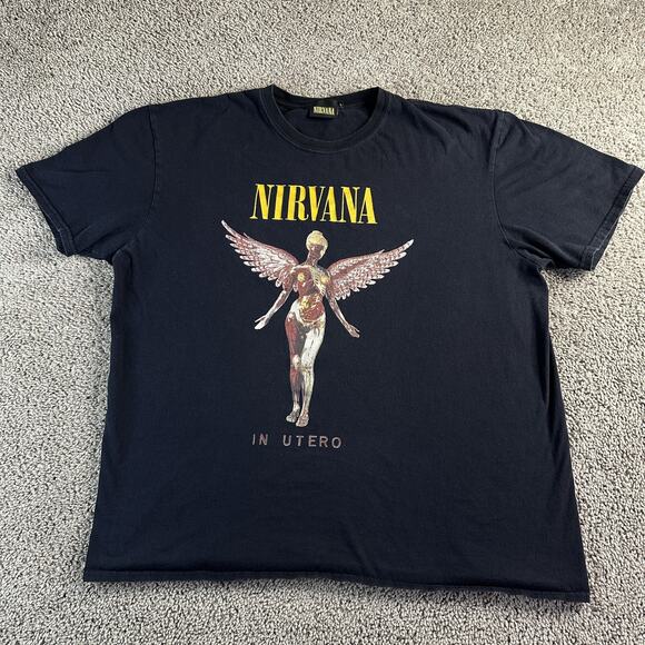 NIRVANA Other - Nirvana In Utero Shirt Mens Large Black Band Tee 2021 Angel Graphic Grunge Rock